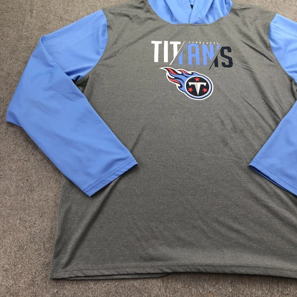 Tennessee Titans Shirt Mens 2XL Gray Blue NFL Football NFL Team Apparel Hooded